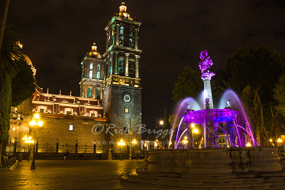 The Puebla Cathedral at Night