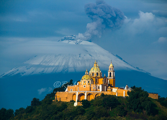 Iglesia de Nuestra Señora de los Remedios Below the Active Volcano Popocatepetl