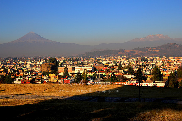 Popocatepetl and Iztaccíhuatl with Cholula in the Foreground